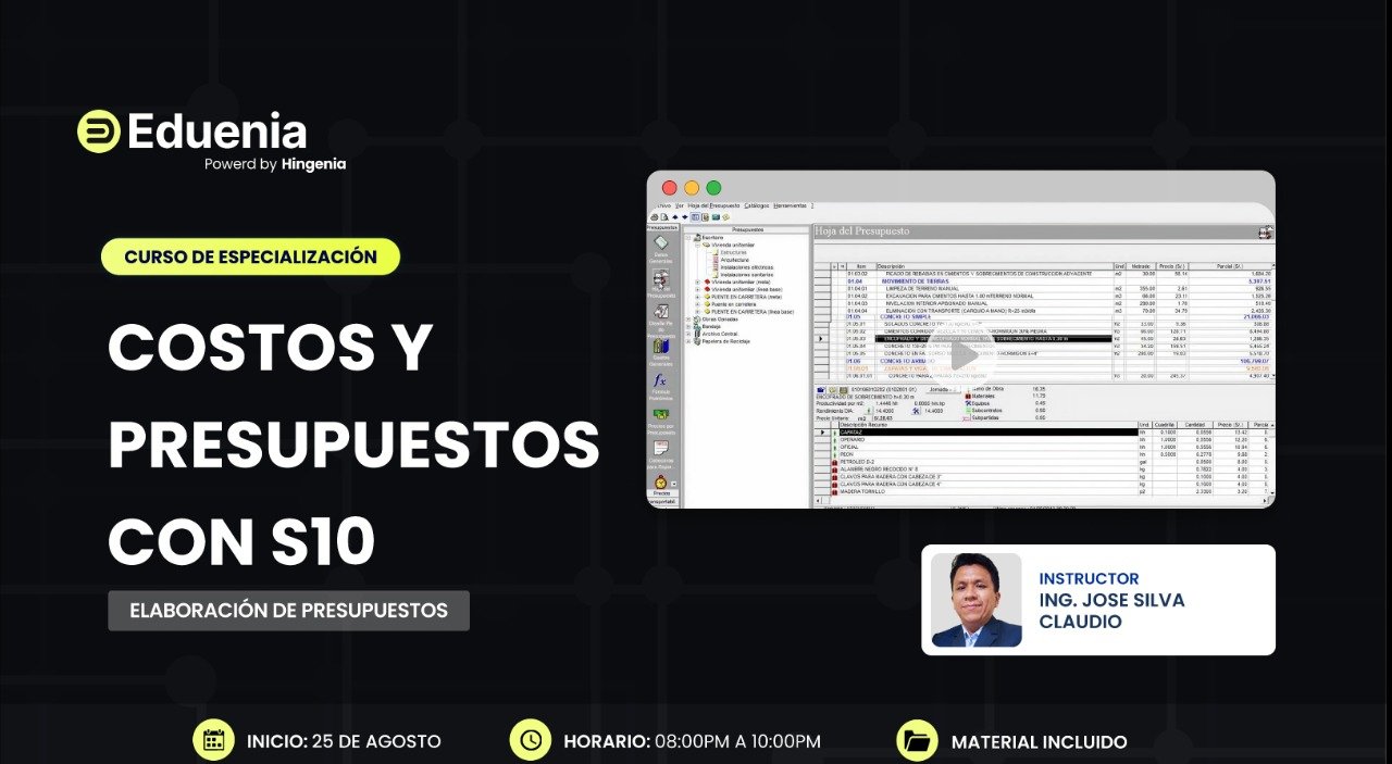 Costos y presupuestos con s10 – 25 de agosto